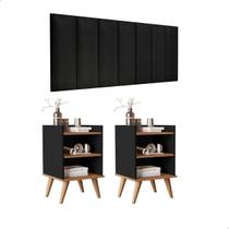 Conjunto Quarto Casal Cabeceira 1.60 e 2 Mesas De Cabeceira Bella Retrô ENVIA SOMENTE 01 KIT