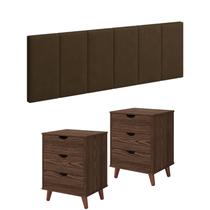 Conjunto Quarto Casal Cabeceira 1.60 e 2 Mesas De Cabeceira Grécia Plus 3 Gavetas