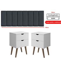 Conjunto Quarto Casal Cabeceira 1.60 e 2 Mesas De Cabeceira