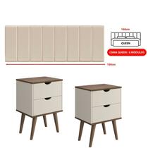 Conjunto Quarto Casal Cabeceira 1.60 e 2 Mesas De Cabeceira