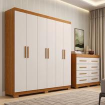 Conjunto Quarto Casal Guarda-roupa 6 Portas Cômoda 8 Gavetas Papoulas Espresso Móveis