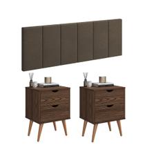 Conjunto Quarto Casal Mesa de Cabeceira Madri e Cabeceira Queem 1,60 em Linho com LED Conjunto Quarto Casal Mesa de Cabeceira Madri e Cabeceira Queem 1,60 em Linho com LED