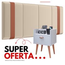 Conjunto Quarto Casal Mesa de Cabeceira Milena Branco com Cabeceira Parisi Moderno e Funcional