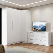 Conjunto Quarto com 2 Guarda-Roupas Neo 1 Cômoda/Móvel para TV Branco Madesa Conjunto Quarto com 2 Guarda-Roupas Neo 1 Cômoda/Móvel para TV Branco Madesa