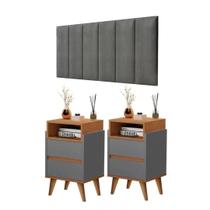 Conjunto Quarto Com 2 Mesas De Cabeceira Slim E 1 Painel De Cabeceira 1,40 - Cores Diversas - Lojas G2 Móveis