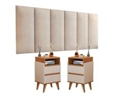 Conjunto Quarto Com 2 Mesas De Cabeceira Slim E 1 Painel De Cabeceira 1,60 - Cores Diversas - Lojas G2 Móveis