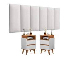 Conjunto Quarto Com 2 Mesas De Cabeceira Slim E 1 Painel De Cabeceira 1,60 - Cores Diversas - Lojas G2 Móveis