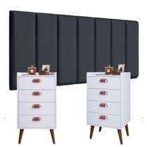 Conjunto Quarto com Cabeceira Modulada Adesiva com Kit Mesa de Cabeceira MONET Varias Cores