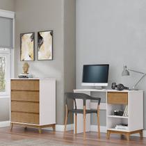 Conjunto Quarto: Cômoda 4 Gavetas, Escrivaninha 1 Gaveta Off White/Freijó Prata Madeira Pinus - Finestra Conjunto Quarto: Cômoda 4 Gavetas, Escrivaninha 1 Gaveta Off White/Freijó Prata Madeira Pinus - Finestra