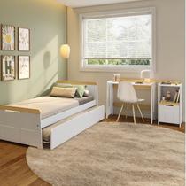 Conjunto Quarto Completo Bicama com Led, Escrivaninha e Estante Petit Casatema Madeiraoriginals