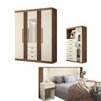 Conjunto Quarto Completo Com Espelho Pequim Jatoba Grafite