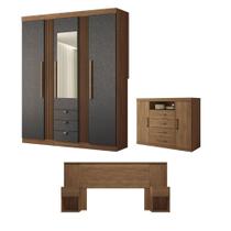 Conjunto Quarto Completo Com Espelho Viena Jatoba Grafite Conjunto Quarto Completo Com Espelho Viena Jatoba Grafite