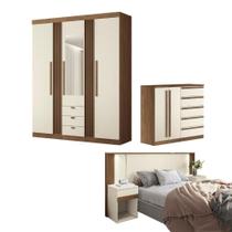 Conjunto Quarto Completo Com Espelho Xangai Jatoba Areia