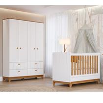 Conjunto Quarto de Bebê 1 Berço 1guarda Roupas 4 Portas 4 Gavetas Chantilly