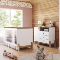 Conjunto Quarto de Bebê Berço 2 em 1 e Cômoda Yuri