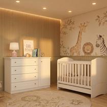 Conjunto Quarto de Bebê com Berço 3 em 1 e Cômoda MDF Branco Yescasa Conjunto Quarto de Bebê com Berço 3 em 1 e Cômoda MDF Branco Yescasa
