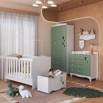 Conjunto Quarto de Bebê com Berço, Cômoda, Guarda-roupa, Prateleira e Baú de Brinquedos Conjunto Quarto de Bebê com Berço, Cômoda, Guarda-roupa, Prateleira e Baú de Brinquedos