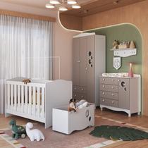 Conjunto Quarto de Bebê com Berço, Cômoda, Guarda-roupa, Prateleira e Caixa de Brinquedos Conjunto Quarto de Bebê com Berço, Cômoda, Guarda-roupa, Prateleira e Caixa de Brinquedos