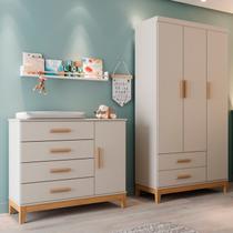 Conjunto Quarto de Bebê com Guarda Roupa 3 Portas e Cômoda 100% MDF Hellen Conjunto Quarto de Bebê com Guarda Roupa 3 Portas e Cômoda 100% MDF Hellen