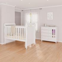 Conjunto Quarto de Bebê Fraldário Ariel e Berço Mirelle Carolina Baby Branco Conjunto Quarto de Bebê Fraldário Ariel e Berço Mirelle Carolina Baby Branco