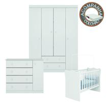 Conjunto Quarto de Bebê Guarda Roupa, Cômoda Helen e Berço 1 com Colchão Light Phoenix Qmovi Ortobom