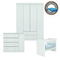 Conjunto Quarto de Bebê Guarda Roupa, Cômoda Helena e Berço 1 com Colchão Physical Phoenix Qmovi Ortobom