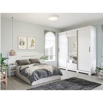 Conjunto Quarto de Casal 1 Guarda Roupa com Espelho Buzios 1 Cabeceira Extensível Mila Conjunto Quarto de Casal 1 Guarda Roupa com Espelho Buzios 1 Cabeceira Extensível Mila