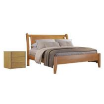 Conjunto Quarto de Casal Cama 140cm e Mesa de Cabeceira 3 Gavetas Unique