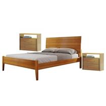 Conjunto Quarto de Casal Cama com 2 Mesas de Cabeceira 2 Gavetas