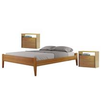 Conjunto Quarto de Casal Cama Queen Madeira Maciça e 2 Mesas de Cabeceira 2 Gaveta 1 Nichos Unique Conjunto Quarto de Casal Cama Queen Madeira Maciça e 2 Mesas de Cabeceira 2 Gaveta 1 Nichos Unique