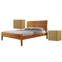 Conjunto Quarto de Casal Cama Queen Madeira Maciça e 2 Mesas de Cabeceira 3 Gavetas Unique Conjunto Quarto de Casal Cama Queen Madeira Maciça e 2 Mesas de Cabeceira 3 Gavetas Unique