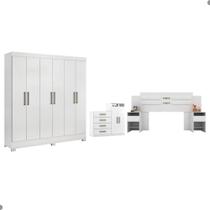 Conjunto Quarto de Casal Completo Ferrara Branco Conjunto Quarto de Casal Completo Ferrara Branco