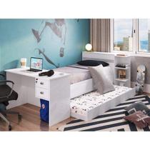 Conjunto Quarto de Solteiro Bicama com Baú e Escrivaninha 2 Gavetas Play Espresso Móveis Conjunto Quarto de Solteiro Bicama com Baú e Escrivaninha 2 Gavetas Play Espresso Móveis