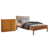 Conjunto Quarto de Solteiro Cama Vivare e Cômoda 5 Gavetas com Sapateira
