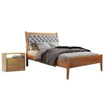 Conjunto Quarto de Solteiro Cama Vivare e Mesa de Cabeceira 2 Gavetas