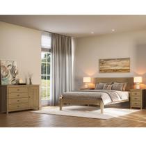 Conjunto Quarto Freijó Topázio: Cama Queen, Cômoda Sapateira e 2 Mesas de Cabeceiras Madeira Pinus