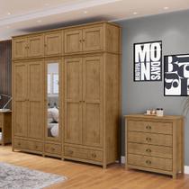 Conjunto Quarto: Guarda-Roupa 10 Portas, Cômoda 4 Gavetas Topázio Freijó Madeira Pinus - Finestra
