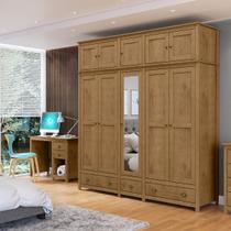 Conjunto Quarto: Guarda-Roupa 10 Portas, Escrivaninha 3 Gavetas Topázio Freijó Madeira Pinus - Finestra