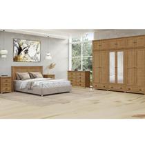 Conjunto Quarto: Guarda-Roupa 12 Portas Cabeceira Cômoda 8 Gavetas 2 Mesas Cabeceiras Topázio Freijó Madeira Pinus - Finestra Conjunto Quarto: Guarda-Roupa 12 Portas Cabeceira Cômoda 8 Gavetas 2 Mesas Cabeceiras Topázio Freijó Madeira Pinus - Finestra