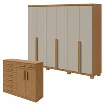 Conjunto Quarto Guarda-Roupa 2 Portas e Cômoda 8 Gavetas MDF Alonzo Toronto Amêndoa Clean/Off White Conjunto Quarto Guarda-Roupa 2 Portas e Cômoda 8 Gavetas MDF Alonzo Toronto Amêndoa Clean/Off White
