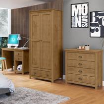 Conjunto Quarto: Guarda-Roupa 2 Portas, Escrivaninha, Cômoda 4 Gavetas Freijó Topázio Madeira Pinus - Finestra Conjunto Quarto: Guarda-Roupa 2 Portas, Escrivaninha, Cômoda 4 Gavetas Freijó Topázio Madeira Pinus - Finestra