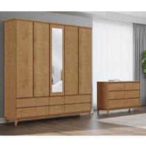 Conjunto Quarto: Guarda-Roupa 5 Portas 6 Gavetas Cômoda 6 Gavetas Prata Freijó Madeira Pinus - Finestra Conjunto Quarto: Guarda-Roupa 5 Portas 6 Gavetas Cômoda 6 Gavetas Prata Freijó Madeira Pinus - Finestra