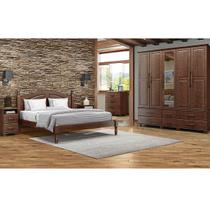 Conjunto Quarto: Guarda-Roupa 5 Portas Cama Queen Cômoda 4 Gavetas 2 Mesas Cabeceiras Café Ouro Madeira Pinus - Finestra Conjunto Quarto: Guarda-Roupa 5 Portas Cama Queen Cômoda 4 Gavetas 2 Mesas Cabeceiras Café Ouro Madeira Pinus - Finestra