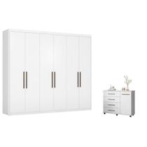 Conjunto Quarto Guarda Roupa e Comoda Caroline Branco