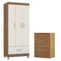 Conjunto Quarto Guarda Roupa e Comoda Jones Amendola Off-White Conjunto Quarto Guarda Roupa e Comoda Jones Amendola Off-White