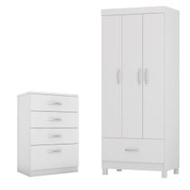 Conjunto Quarto Guarda Roupa e Comoda Jones Branco Conjunto Quarto Guarda Roupa e Comoda Jones Branco