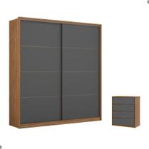 Conjunto Quarto Guarda Roupa e Comoda Napolis Amendola Grafito Conjunto Quarto Guarda Roupa e Comoda Napolis Amendola Grafito