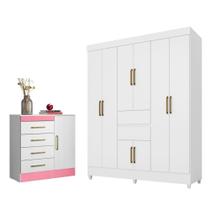 Conjunto Quarto Guarda Roupa e Comoda Terni Branco