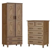 Conjunto Quarto Guarda-Roupa Multiuso Flex 2 Portas 2 Gavetas Cômoda 6 Gavetas Madeira Pinus Imbuia - Cavazotto Conjunto Quarto Guarda-Roupa Multiuso Flex 2 Portas 2 Gavetas Cômoda 6 Gavetas Madeira Pinus Imbuia - Cavazotto