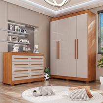 Conjunto Quarto Infantil Guarda-roupa 4 Portas 3 Gavetas e Cômoda 8 Gavetas Alice Espresso Móveis Conjunto Quarto Infantil Guarda-roupa 4 Portas 3 Gavetas e Cômoda 8 Gavetas Alice Espresso Móveis